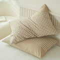 Axyaa Washed Cotton Pillowcase: Soft 48x74cm Chequer Grid Pillow Cover