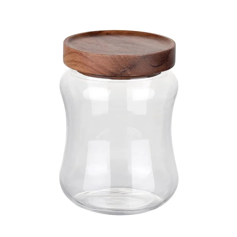 Axya High Borosilicate Glass Kitchen Storage Jar with Bamboo Lid