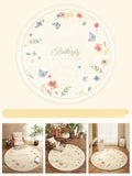 Axyaa Butterfly Pattern Plush Round Carpet for Cream Style Bedroom Decor and Living Room
