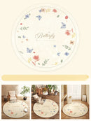 Axyaa Butterfly Pattern Plush Round Carpet for Cream Style Bedroom Decor and Living Room