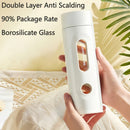 Axyaa Double-Layer Glass Tea Cup - 420ml, Leak-Proof & Portable