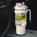 Axyaa 1000ML Plastic Water Bottle with Straw and Handle, Outdoor Sports Camping Double Drink Cup