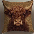 Axyaa Highland Cows Floral Pattern Pillow Cover for Sofa, Bedroom, or Car