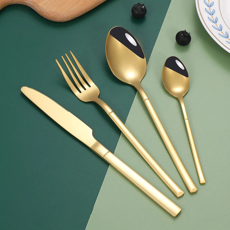 Axyaa Stainless Steel Knight Tableware Set: Steak Knife, Dessert Fork & Spoon
