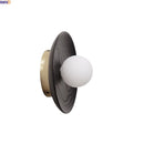 Axyaa Wooden Stair LED Wall Light Fixture - Black Ash Wood Glass Ball Bedroom Lamp