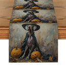 Axyaa Halloween Dog Wizard Hat Pumpkin Table Runner