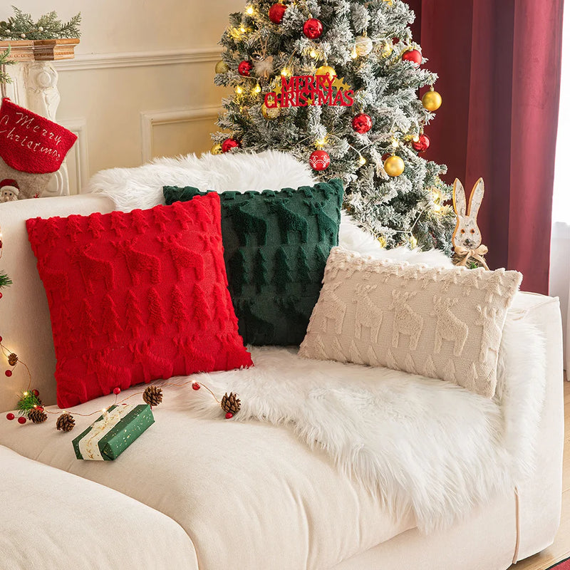 Axyaa Christmas Plush Cushion Cover 45x45cm for Sofa Home Decor