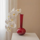 Axyaa Red Glass Vase with Chinese Style Holly Flower Arrangement