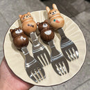 Axyaa Cute Bear Rabbit Cat Stainless Steel Fruit Fork Dessert Spoon