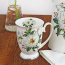 Axyaa Vintage Floral Bone  Coffee Mugs, Porcelain Countryside Espresso Cups