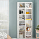 Axyaa Tall White Bookshelf with 12 Cube Storage - Modern Home Office Furniture