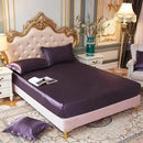 Axyaa Satin Silky Fitted Bed Sheet Set - Luxury Solid Color Sheets & Pillow Cases