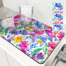 Axyaa Watercolor Plants Coffee Cup Drying Mat, Non-Slip Absorbent Kitchen Drain Mat