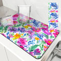 Axyaa Watercolor Plants Coffee Cup Drying Mat, Non-Slip Absorbent Kitchen Drain Mat