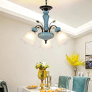 Rustic Ceramic Chandelier with Glass Shade by Axyaa - Kitchen Living Room Lighting