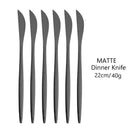 Axyaa 6-Piece Matte Dinner Knife Set Stainless Steel Cutlery Gold Silverware