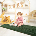 Axyaa Plush Green Area Rug for Modern Home Decor & Cozy Living Spaces
