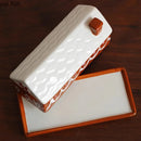 Axya Hand-Painted Ceramic Butter Dish with Lid, Creative Cheese Plate for Storage