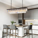 Axyaa Crystal Rectangle Pendant Ceiling Light - Modern Kitchen Island Bar Fixture