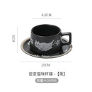 Axyaa Retro Cat Ceramic Mug Saucer Coarse Pottery Coffee Cup Ins Home Breakfast