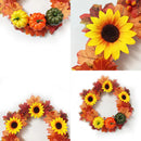 Axyaa Fall Wreath with Pumpkin, Pine Cones, Berries, Maple Garland - Thanksgiving Decor