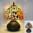 Axyaa Red Rose Stained Glass Table Lamp 8" - Bedroom Living Room Home Office