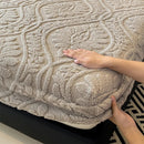 Axyaa Taffeta Velvet Jacquard Bed Cover - Winter Warm Anti-Static Fitted Sheet