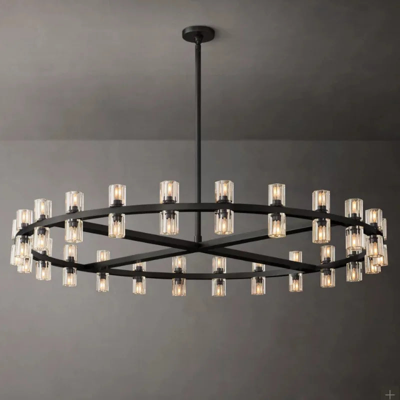 Axyaa Black Brass Crystal Chandelier - High Quality Luxury Ceiling Hanging Lamp