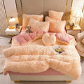 Axyaa Plush Pink Mink Velvet Queen Bedding Set with Sheets