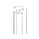 Axyaa Flower Glass Straws: Reusable Drinking Straw Set for Smoothies, Cocktails & More