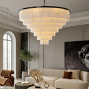 Black Alabaster LED Chandelier by Axyaa - Stylish Lighting for Living & Dining Room