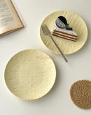 Axyaa Rock Relief Ceramic Dessert Plate: Household Dish for Steak, Pasta - Set of 4