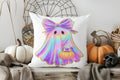 Colorful Ghost & Pumpkin Pillow Cover for Sofa, Bedroom, Car by Axyaa