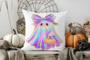 Colorful Ghost & Pumpkin Pillow Cover for Sofa, Bedroom, Car by Axyaa