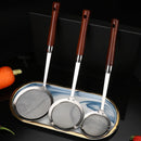 Axyaa Stainless Steel Colander with Wooden Handle Kitchen Skimmer Juice Filter