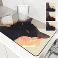 Axyaa Cartoon Cat Kitchen Drying Mat - Quick Dry Drain Pad for Faucet