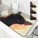 Axyaa Cartoon Cat Kitchen Drying Mat - Quick Dry Drain Pad for Faucet