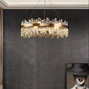 Axyaa Golden Chrome Silver Crystal LED Chandelier for Dining Room