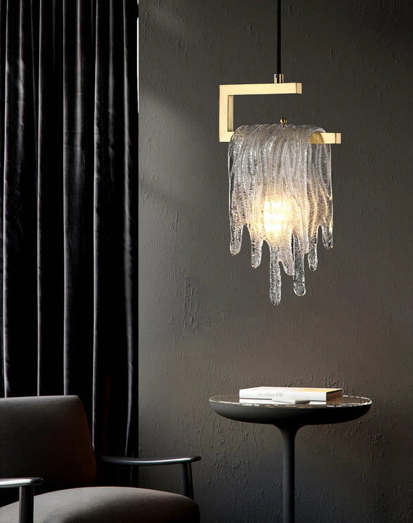Axya Icicle Glass Pendant Light for High-End Bedroom and Living Room Decor
