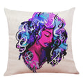 Axyaa African Women Face Print Cushion Cover - 45x45cm Home Decor Pillowcase