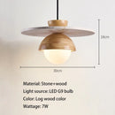 Axyaa Stone Log Wood Japanese Style Pendant Chandelier for Bedroom and Desk Home