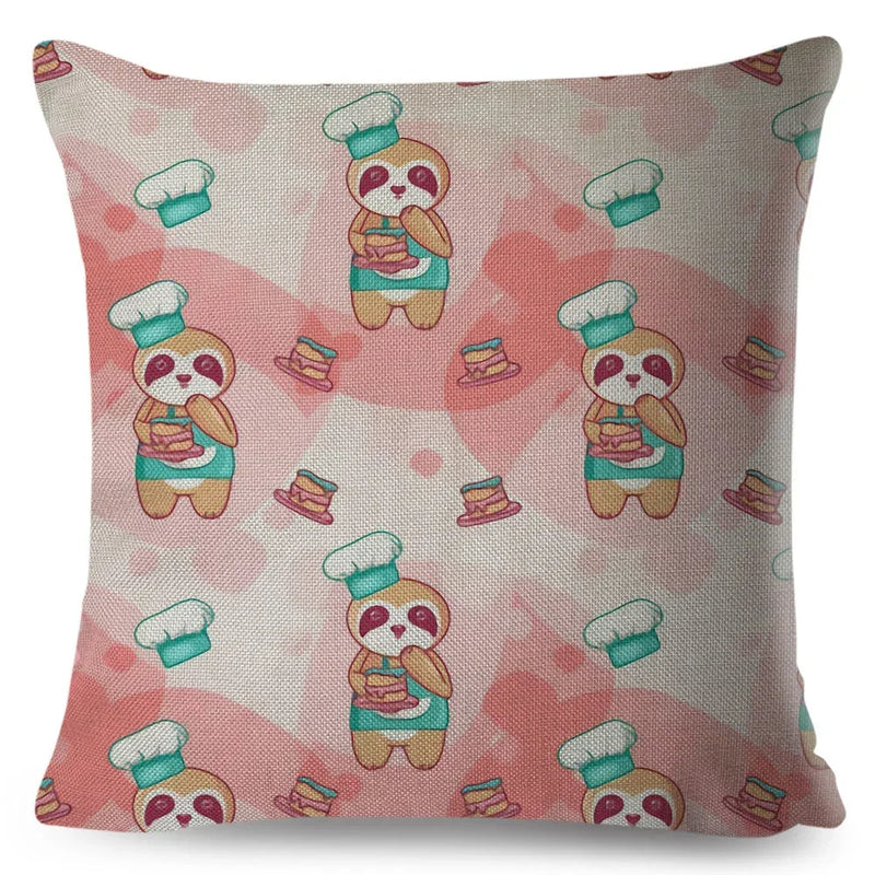 Axyaa Cat Cushion Cover: Decorative Linen Pillow for Home, Sofa, Children's Room