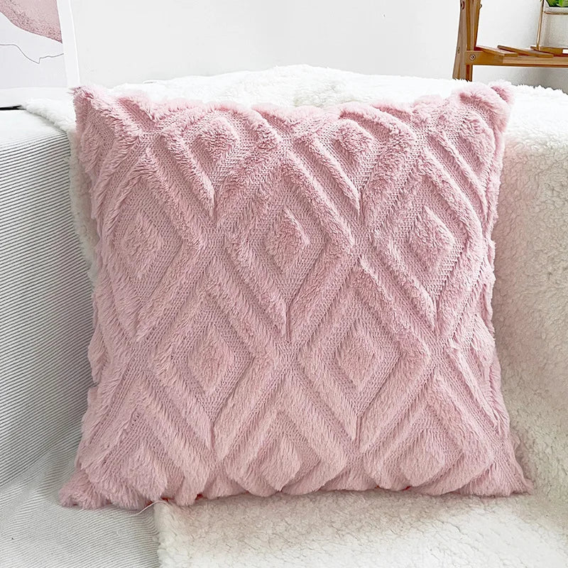 Axyaa White Faux Fur Velvet Pillow Covers 18x18 - Decorative Cushion Cover 45*45