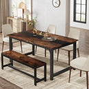 Axyaa Industrial Dining Table for 6-8, 63"x31.5", Rectangular Kitchen Dinner Table