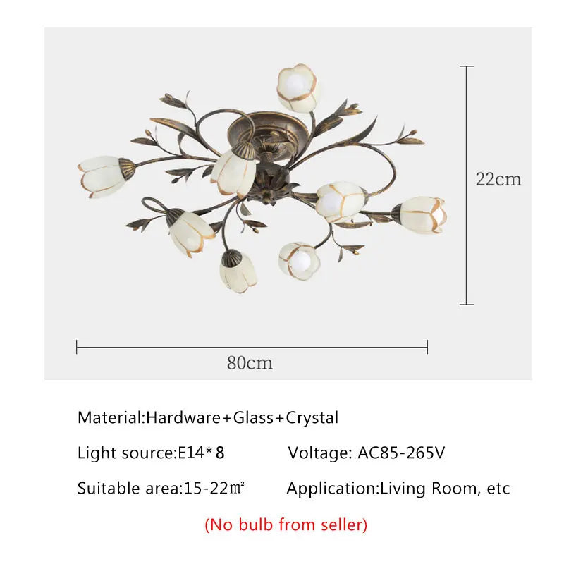 Axyaa Retro Flower Ceiling Light - Elegant European/French Style Lighting Fixtures
