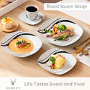 Axyaa 30/60-Piece Black Lines Porcelain Ceramic Tableware Set - Plates, Cups, Saucers