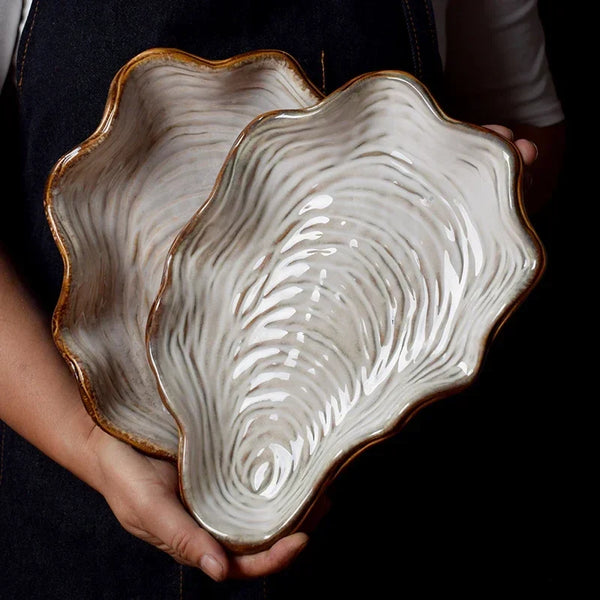 Axya Irregular Ceramic Shell Plate Dish - Creative and Simple Dinnerware