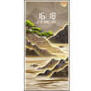 Axyaa Pine Entrance Landscape Wall Painting with High-End Electronic Clock