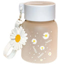 Axyaa Daisy Glass Water Bottle: Cute Frosted Mini Drinking Bottle for Milk, Juice, or Travel