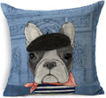 Square Linen Pug French Bulldog Pillow Cover by Axyaa